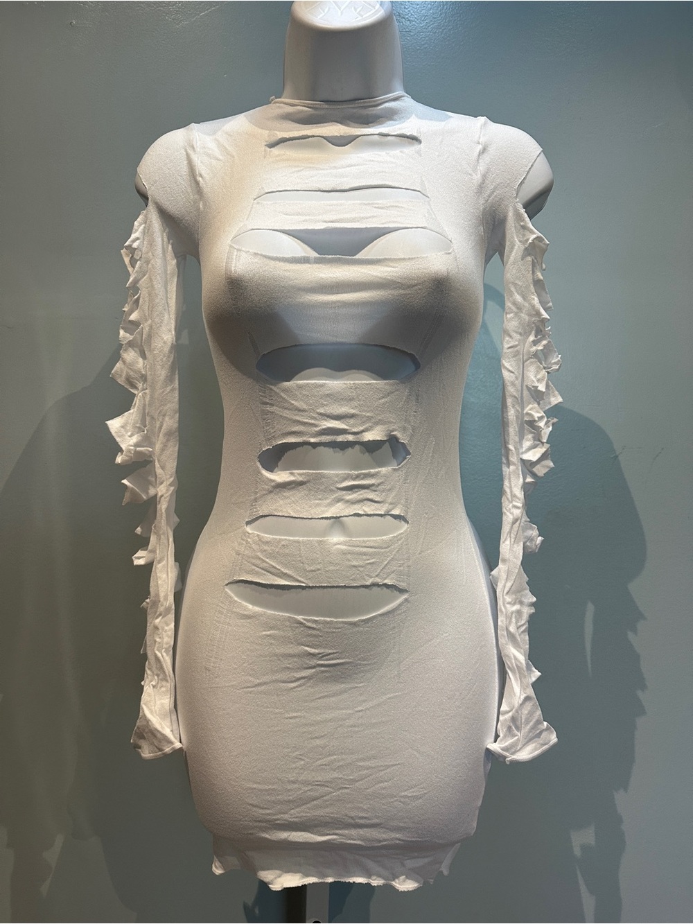 White Longsleeve Cutout Lingerie Dress NWOT